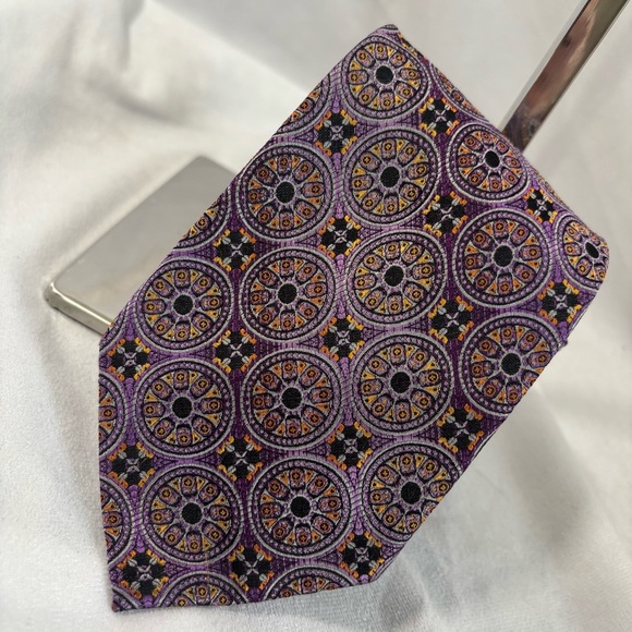 Piattelli Other - 100% Pure Silk Purple Geometric Patterned Neck Tie One Size Piattelli Uomo